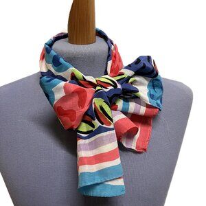 ECHO Bold Floral Silk Scarf Head Neck Hair Accessory 11.5x50"